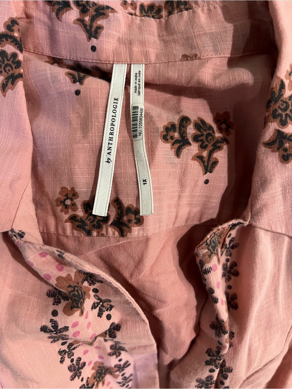 Anthropologie Dusty Pink Floral Maxi Dress with Smocked Waist Size 1X - Picture 2 of 6